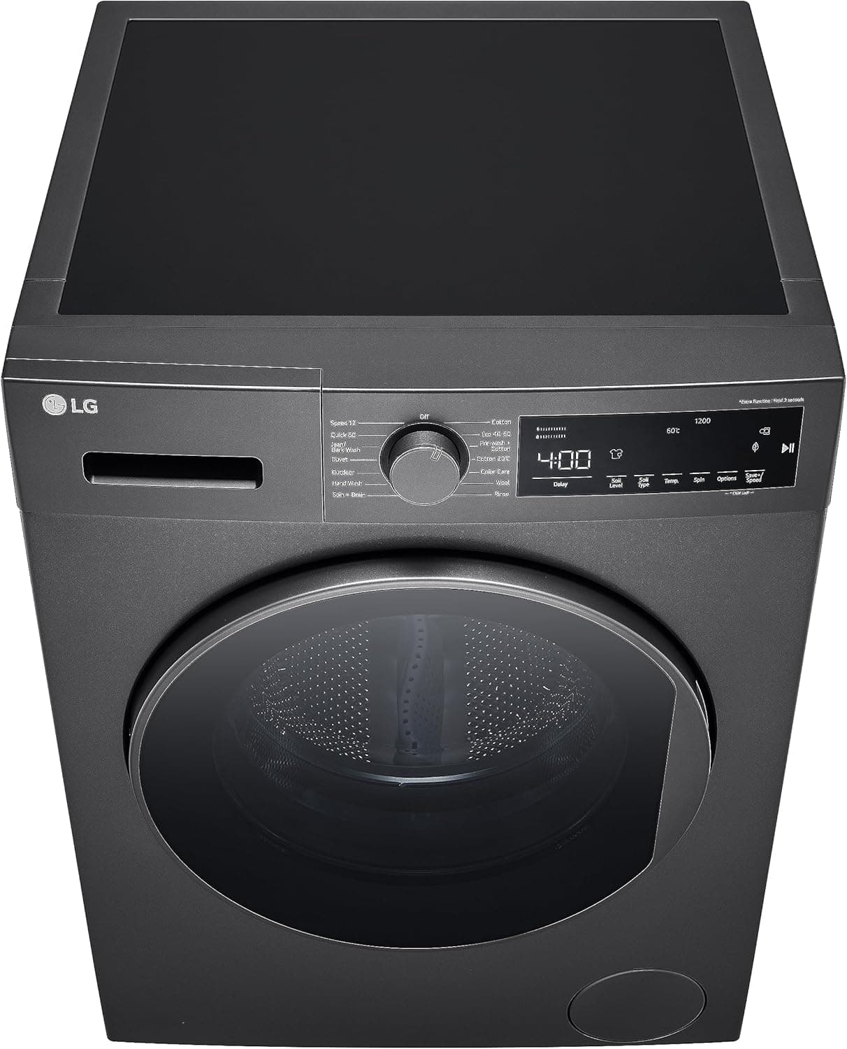 LG F2T2TYM1S.ADSPEEC Washing Machine, Front Load, 12 Speeds, 1200 RPM, 8 kg Capacity- Black