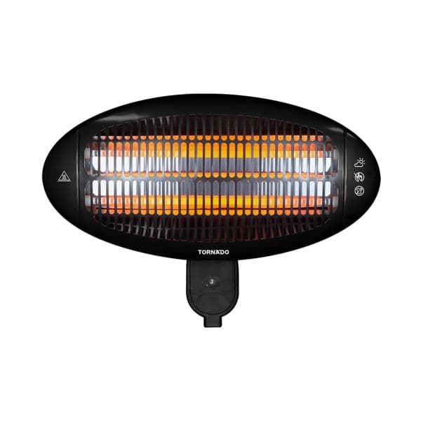 TORNADO Wall Mounted Halogen Heater, 2000 Watt - Black, THH-2000W