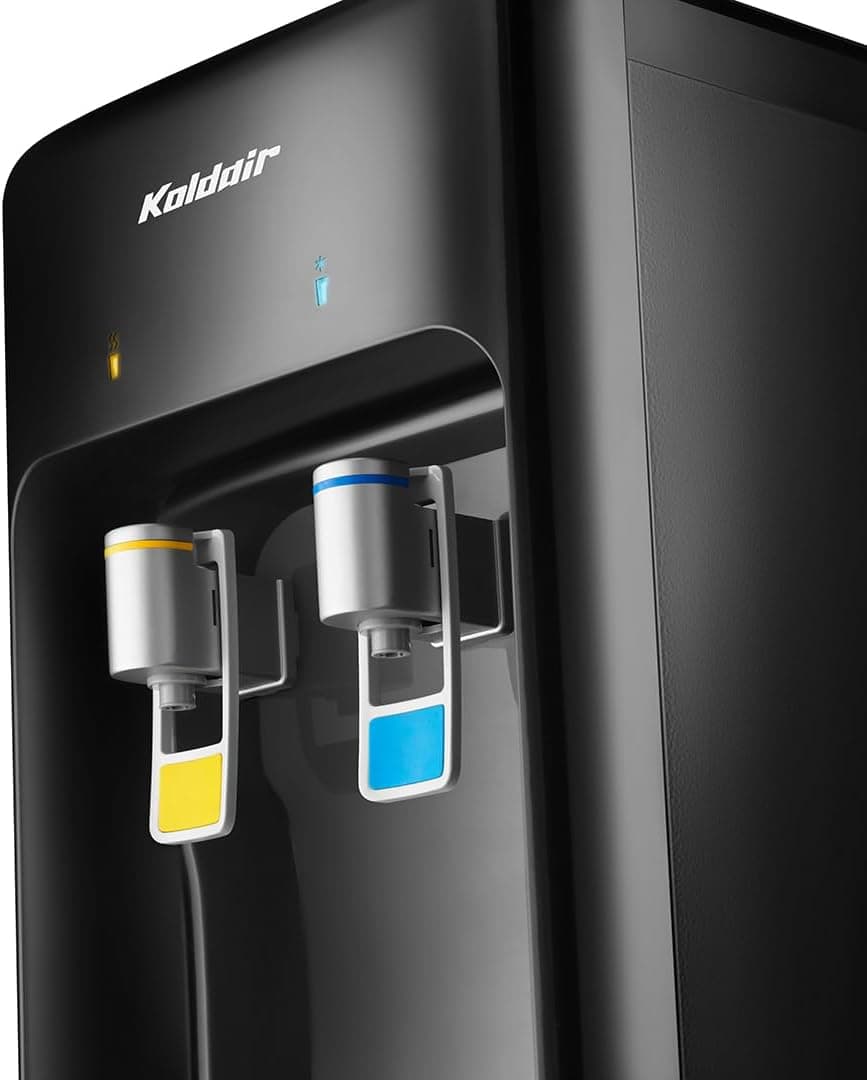 Koldair KWD CB-Black Freestanding Top Loading Water Dispenser, Black, 2 Taps, Cold and Room Temperature Water