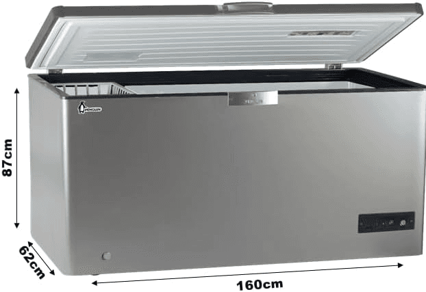  Penguin Chest Freezer, Defrost, 505 Litre - Silver, ES571-L
