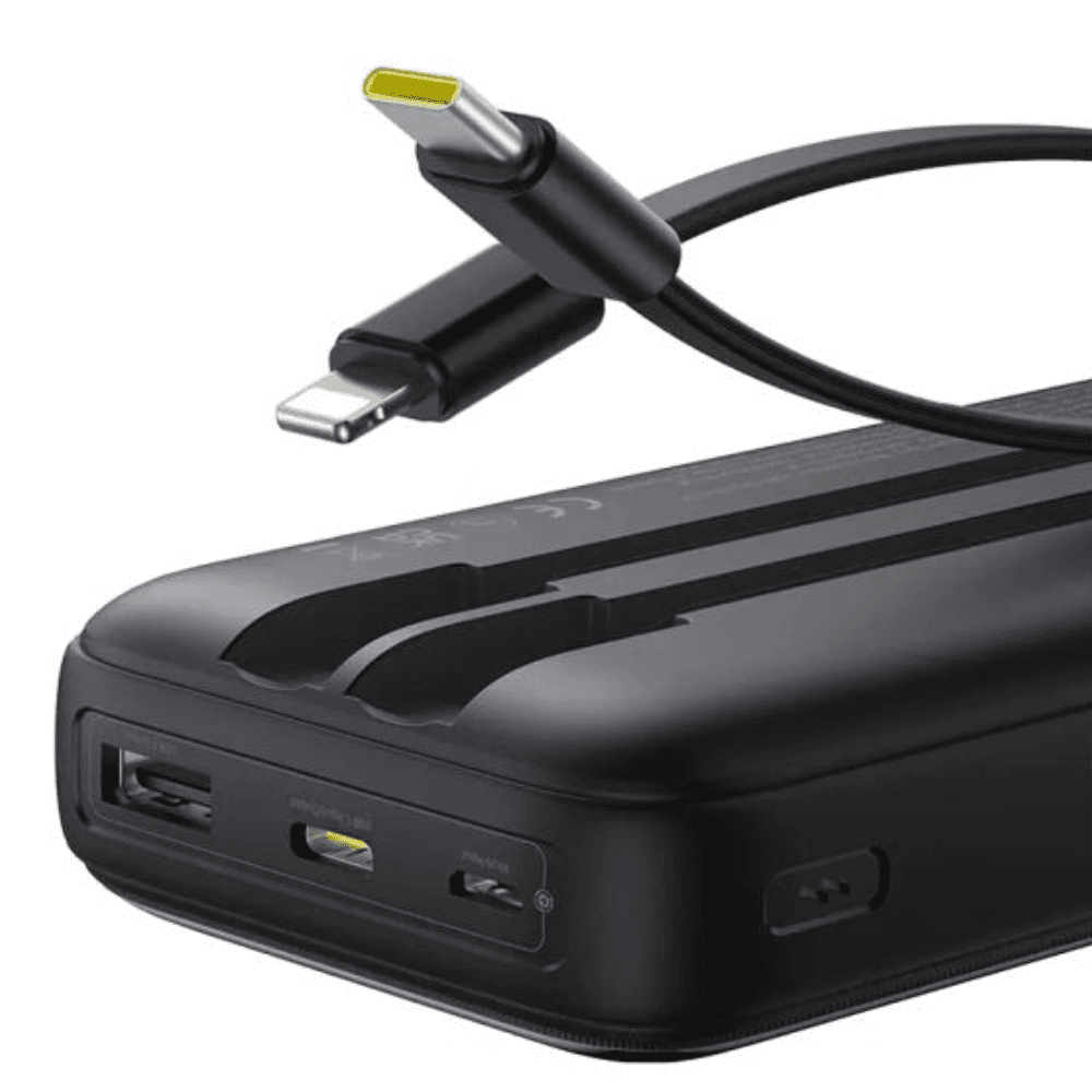 Baseus Lipow Power Bank 20000mAh, 22.5W, Digital Display, 2 Built-in Cables, PPJP312 - Cosmic Black