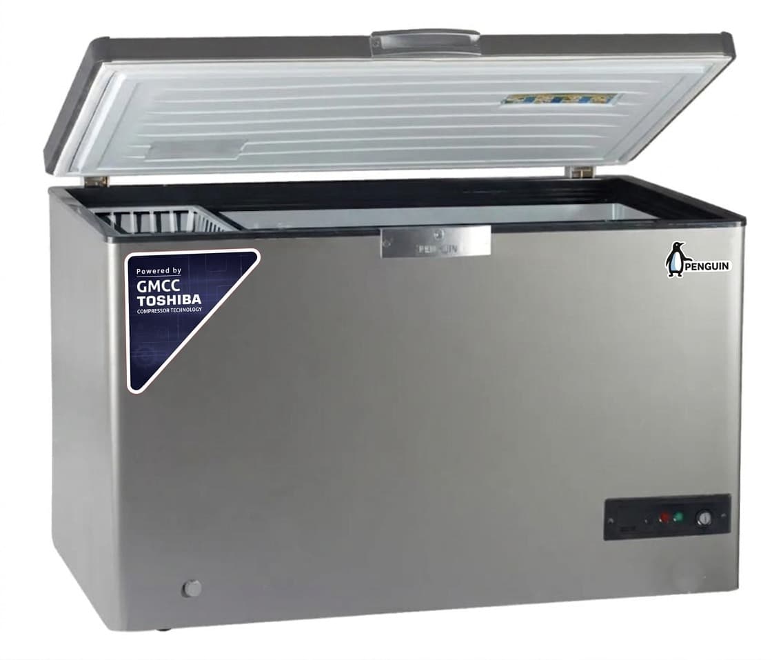Penguin Chest Freezer Defrost 317 Liters -GMCC TOSHIBA- Silver, ES350-L- inverter