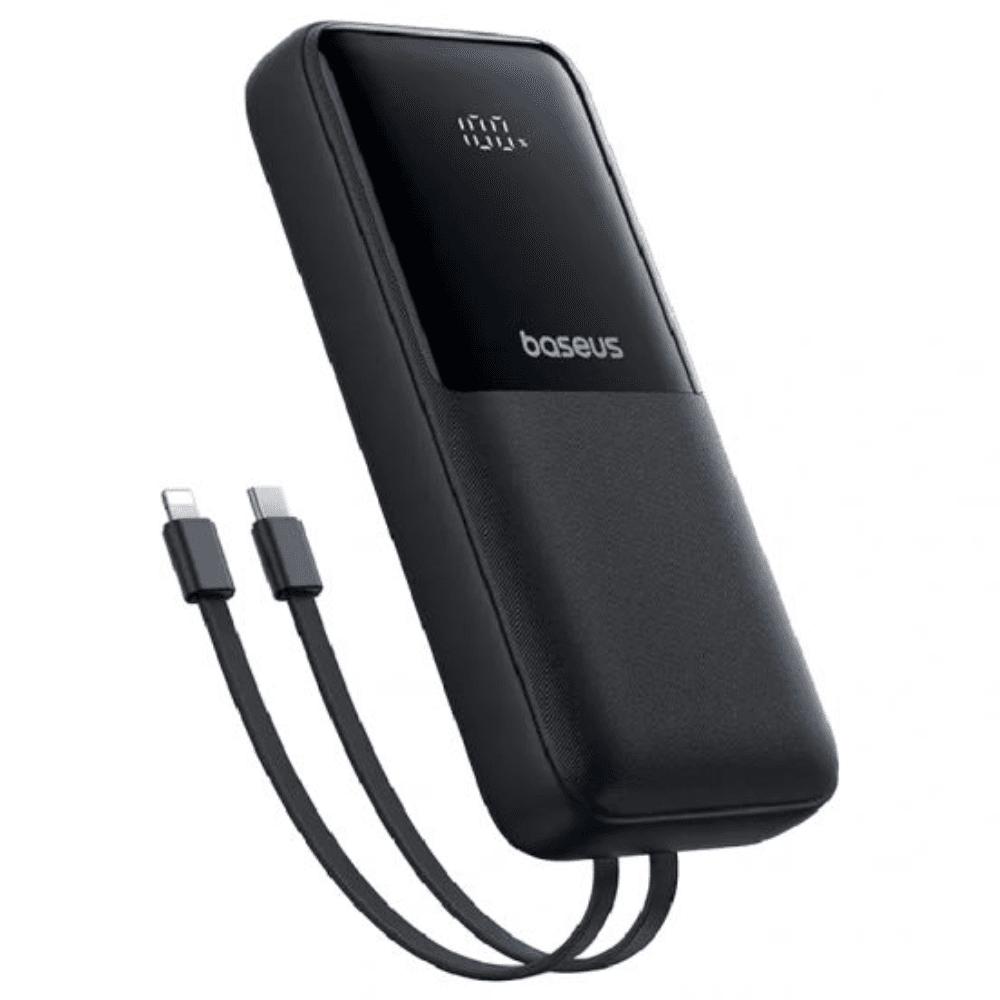 Baseus Lipow Power Bank 20000mAh, 22.5W, Digital Display, 2 Built-in Cables, PPJP312 - Cosmic Black