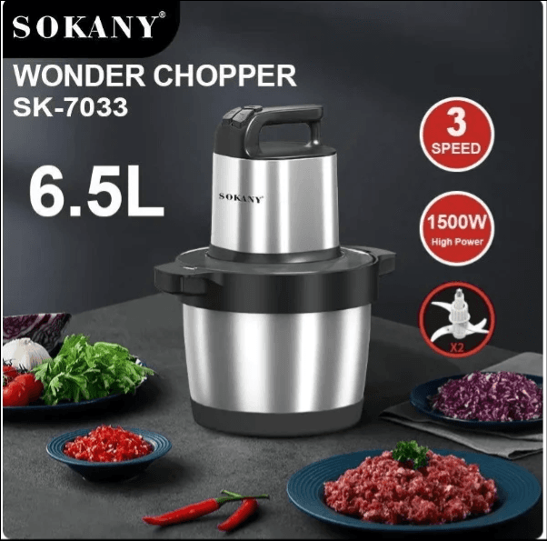 Sokany Chopper, stainless, 6.5 litres, 1500 watts - silver, SK-7033N