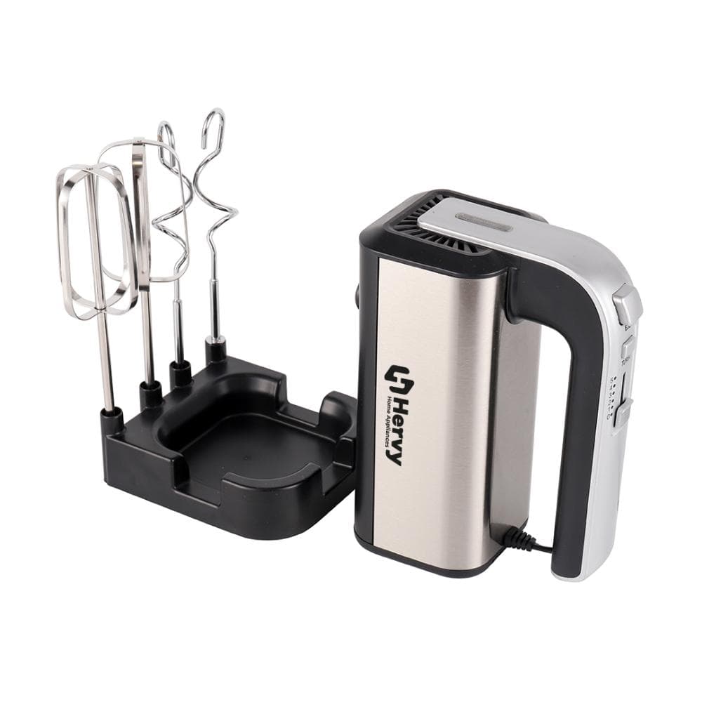 Hervy HM-002 Hand Mixer 500W, 5 Speed, Turbo, Stainless Steel Body - Black