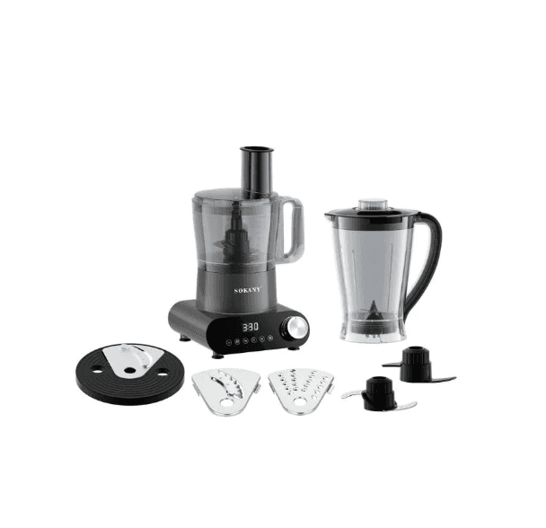 Sokany Food Processor, Digital, 1500 Watts - Silver