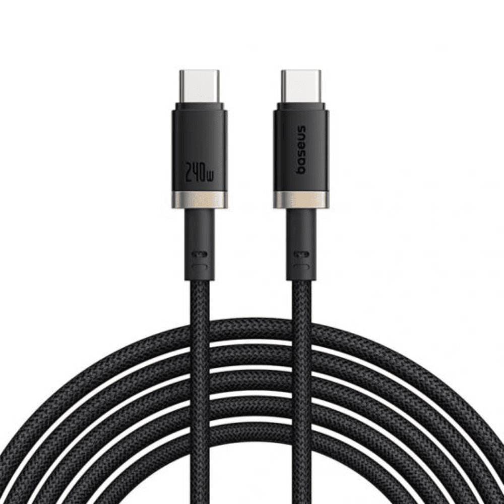 بايسوس Dura Series كابل، Type-C إلى Type-C، 240 واط، 1 متر - ذهبي&أسود