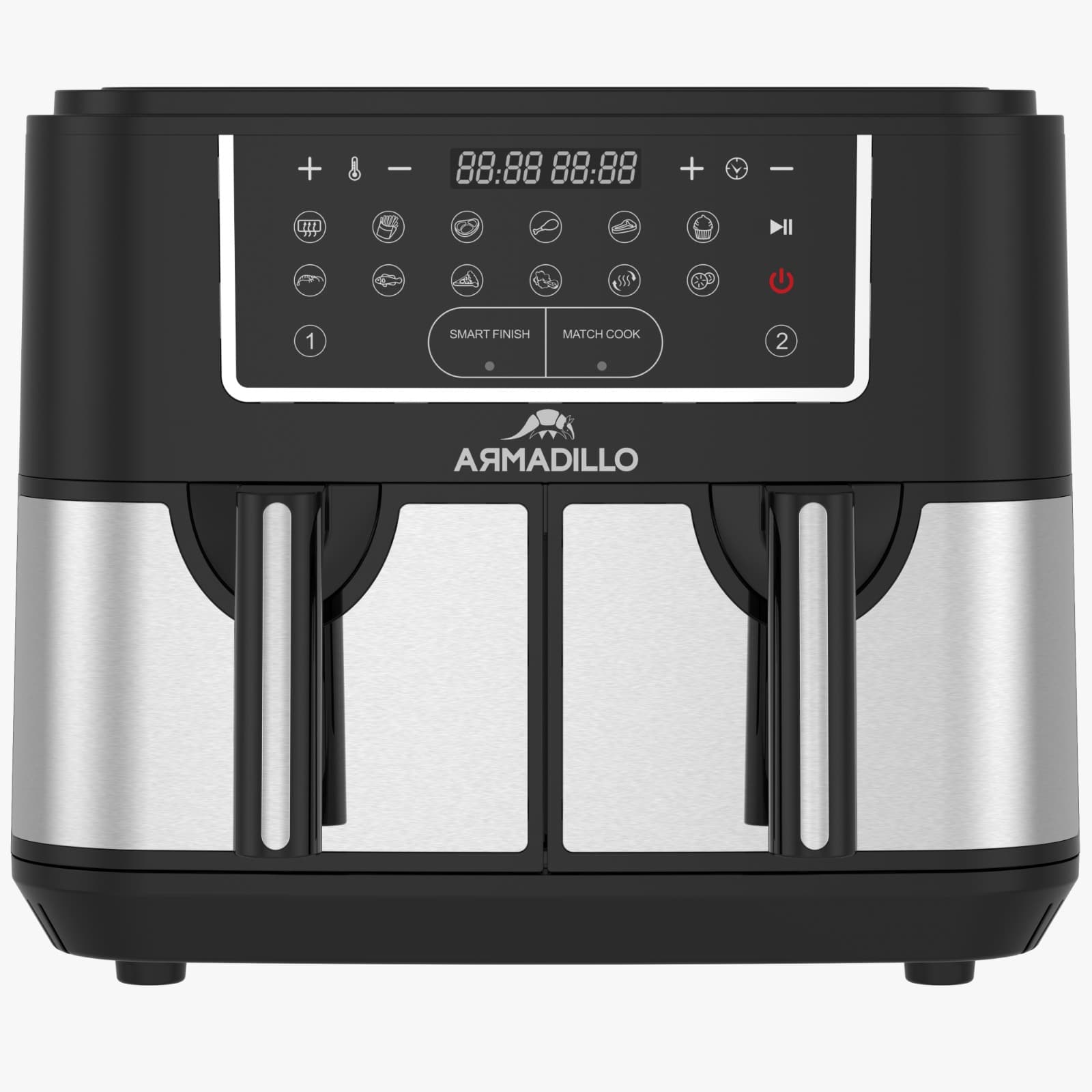 Armadillo Healthy Air Fryer 10 Liter 2200-2600 W Digital Double Door Black*Silver ARM-SDA-AF-BK-0002