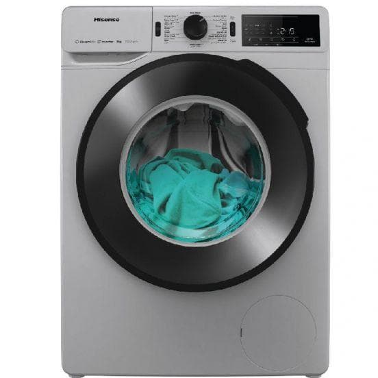 Hisense Front Load Full Automatic Washing Machine With Inverter Technology, 8 kg, WF3V8042BSEG - Silver