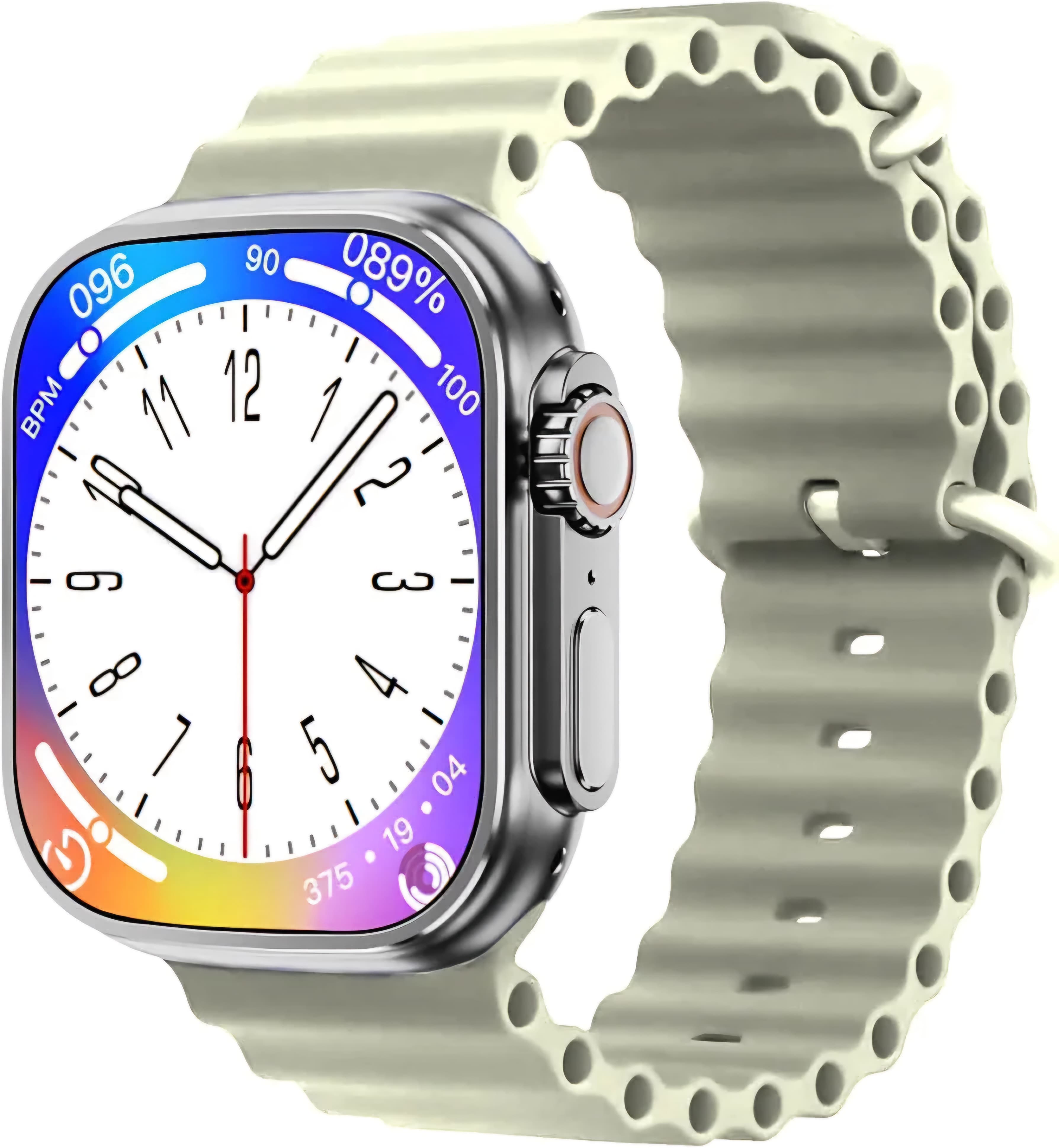 W&O X8+ Ultra Silicone Smart Watch, 2.08 Inch - Off White