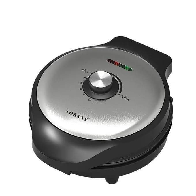 Sokany Electric Waffle Maker, 2-Slice, 750W, Black and Silver.