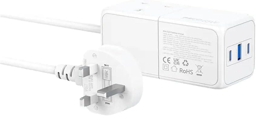 Recci RC48U Wall Charger, 3 Ports, 65W - White