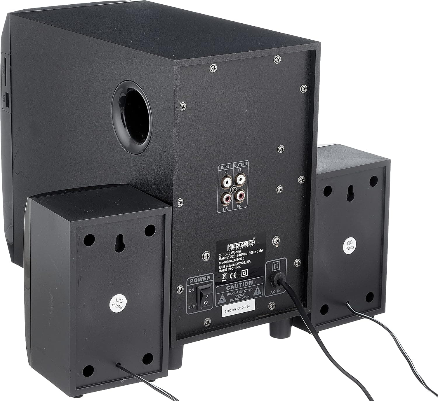 MediaTech Subwoofer, Bluetooth, 3 Units, MT 330 - Black