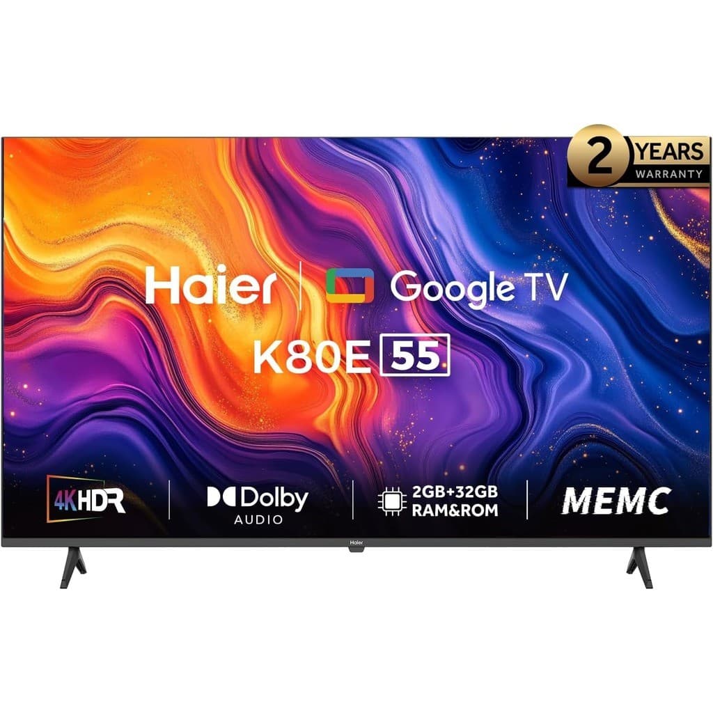 Haier 55 Inch 4K UHD Smart LED TV with Built-in Receiver - H55K80EU