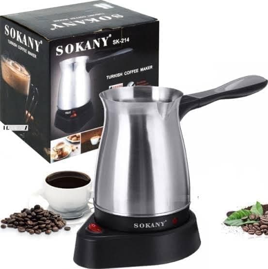 Sokany SK-214 600W Coffee Kettle with 5-Cup Capacity in Black Silver