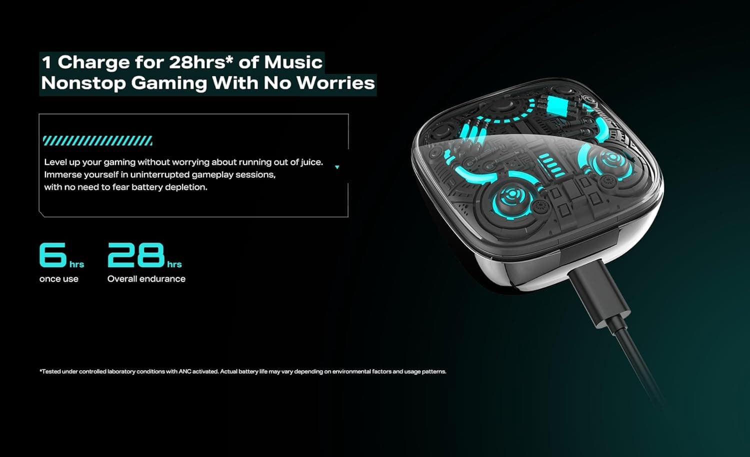 Infinix XBuds 3 GT In-Ear Earbuds, Up to 28 Hours, Black - XE30