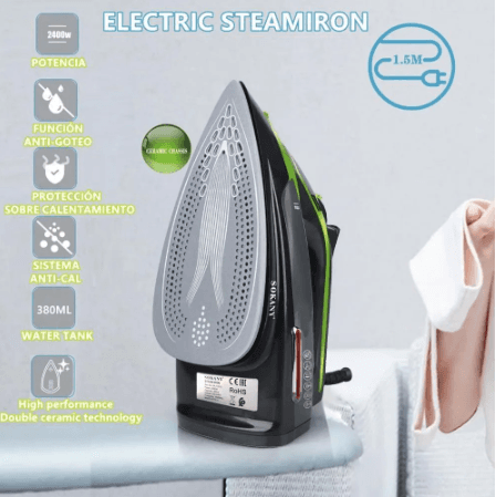 Sokany Handheld Garment Steamer, 1700W, 360ml - Black