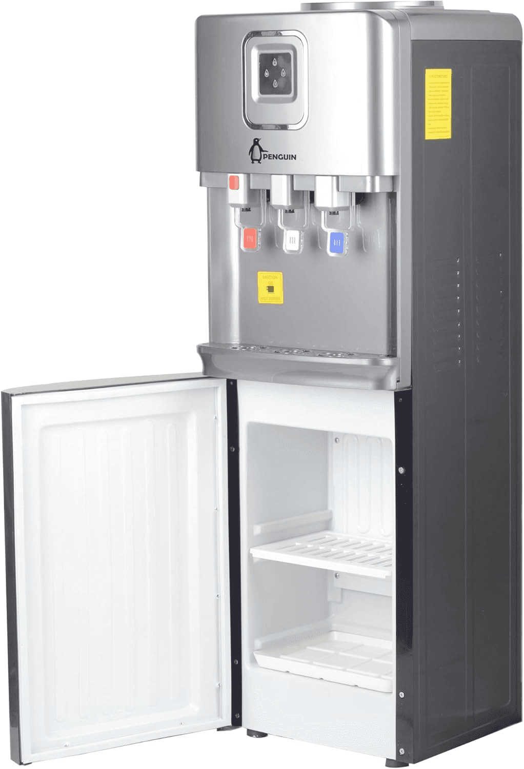 Penguin Water Dispenser, 3 Taps With Fridge - Silver, PD001