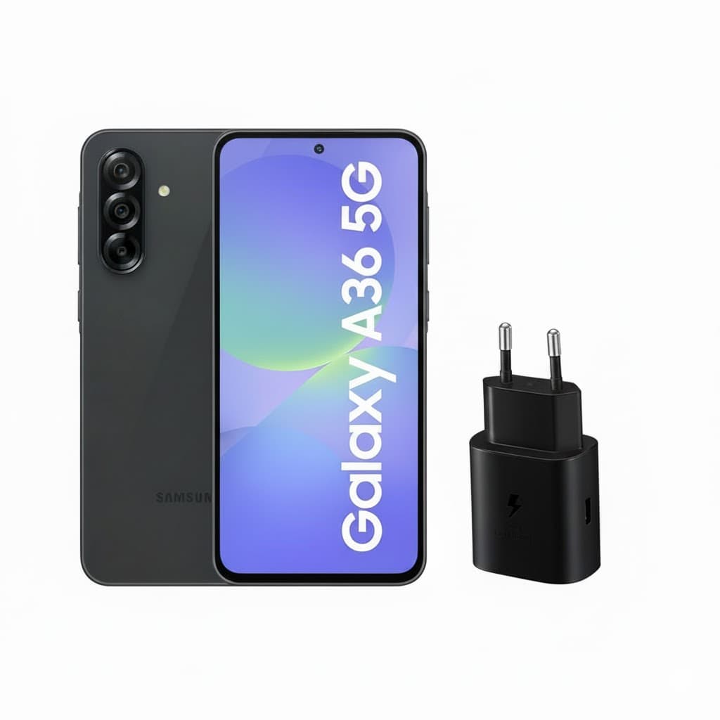 سامسونج جالكسي A36، سعة 256 جيجابايت، 8 جيجابايت رام, 5G، شريحتين، أسود, سنه ضمان  + سامسونج شاحن ، بقوة 25 وات مجانا