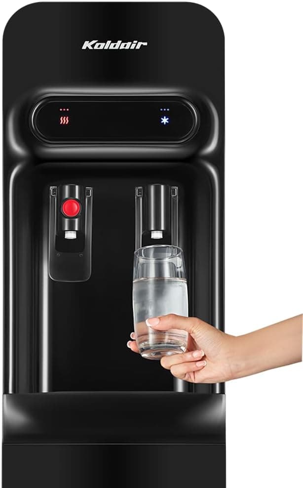 Koldair Water Dispenser Top-Load Freestanding, Two Taps Hot And Cold, Slim - Black
