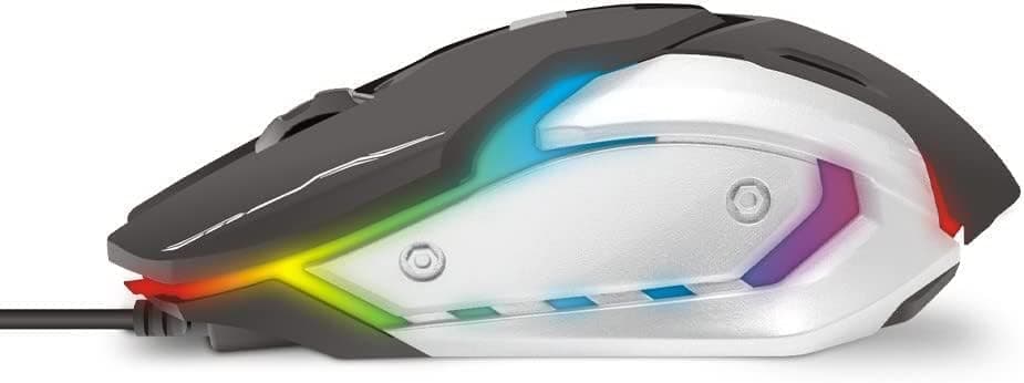 Jertech Gaming Mouse Rainbow Stylish Lights, 1.4 Meters - Black Silver