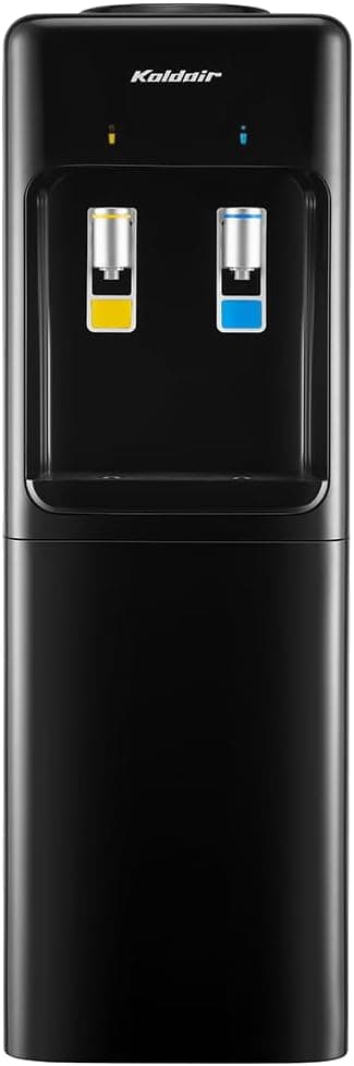 Koldair KWD CB-Black Freestanding Top Loading Water Dispenser, Black, 2 Taps, Cold and Room Temperature Water