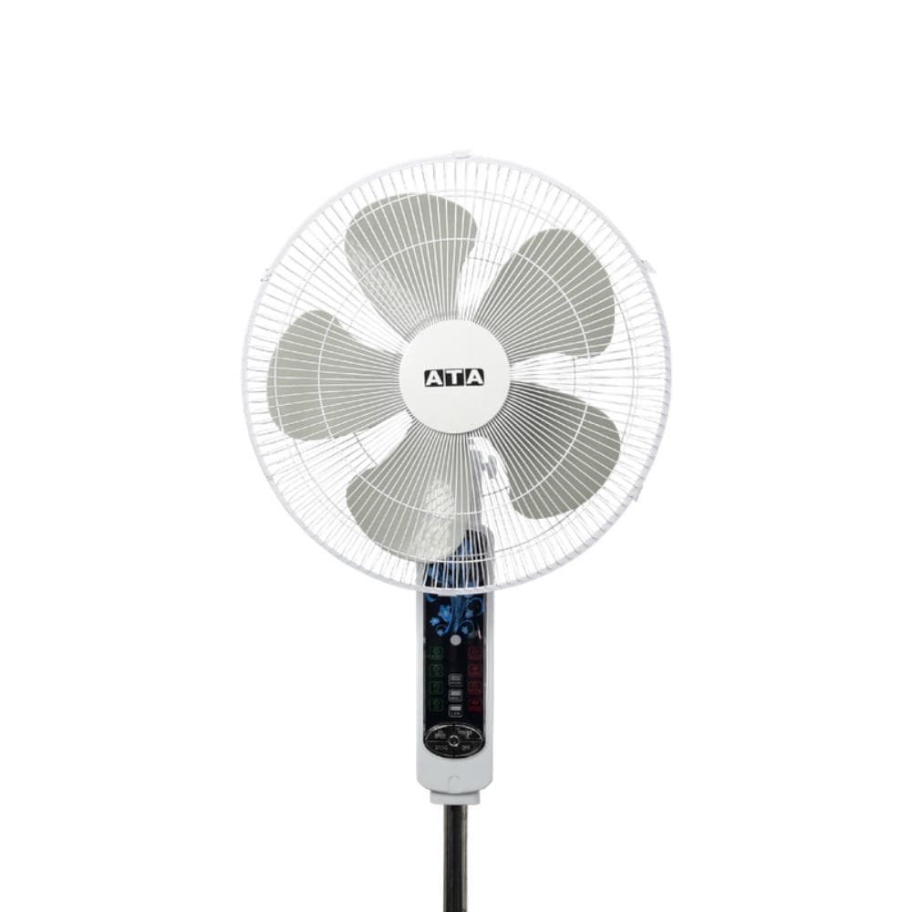 ATA Stand Fan With Remote Control, 18 Inch, White - A-C61RP5