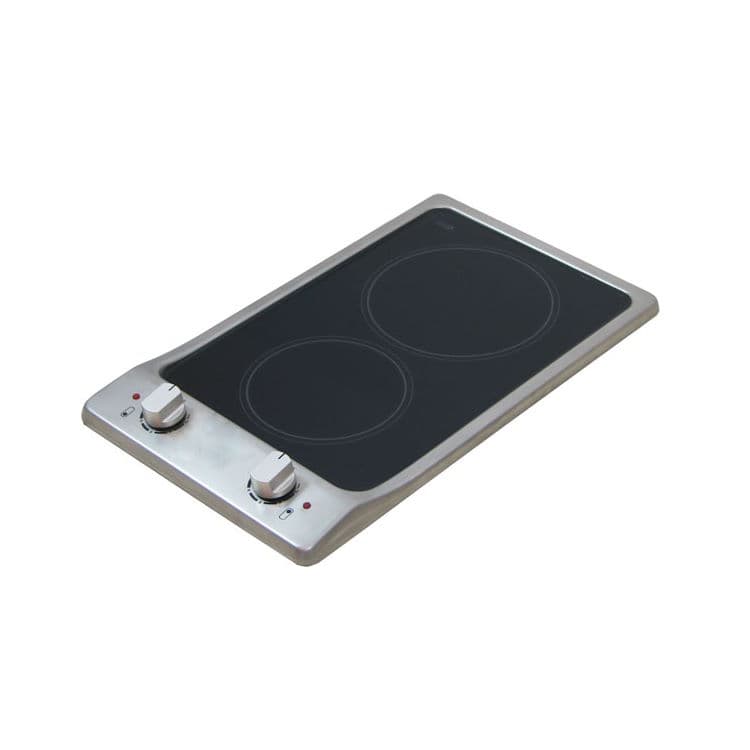 Kitchen Line Built-in Hob, Electric, Standard Switches, 2 Burners, Ceramic, ZP.V2004 - Silver Black