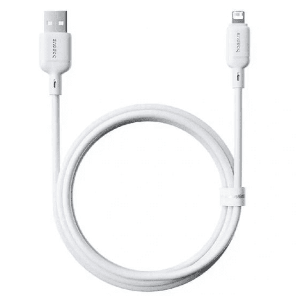 كابل باسيوس Silky Series، من USB-A إلى Lightning، 2.4 أمبير، 1 متر - أبيض