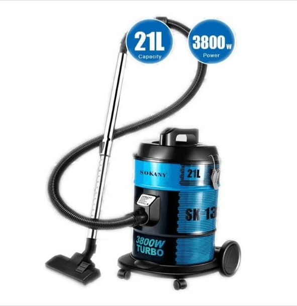 Sokany Barrel Vacuum Cleaner, 21 Liters, 3800 Watts - Blue