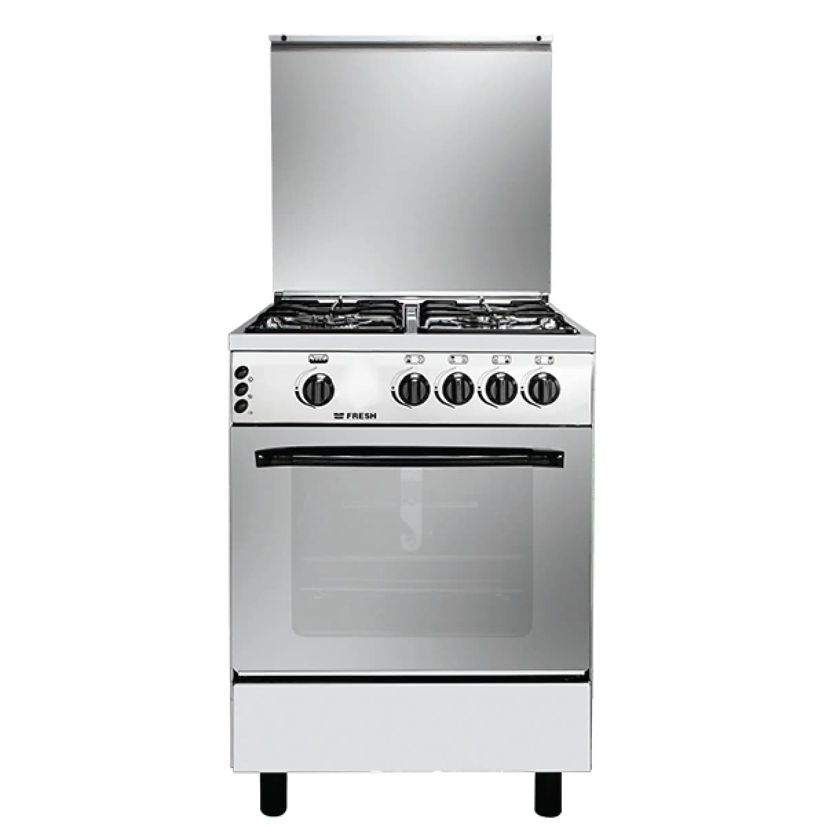 Fresh Rainbow Cooker, 4 Burners, Fan, 60×60 cm - Silver