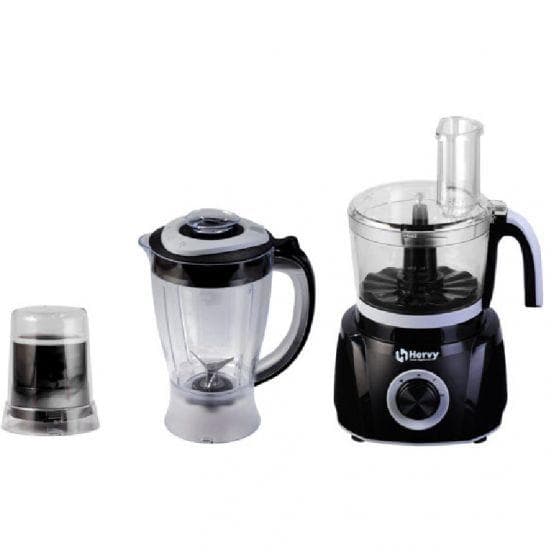 Hervy Multi-Act Food Processor, 1000W, 30 Functions, 1.5L Jug, 1L Chopper - Black