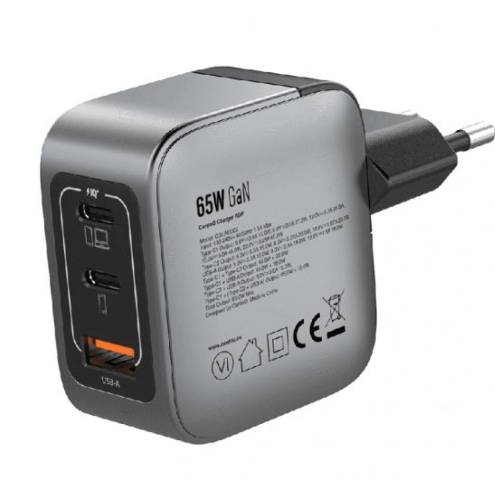 CardoO Charger USB&2USB-C, 65W, CGLAEU02B - Black