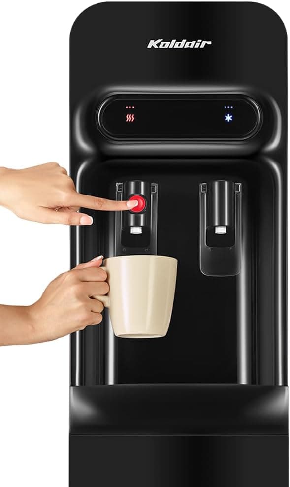 Koldair Water Dispenser Top-Load Freestanding, Two Taps Hot And Cold, Slim - Black