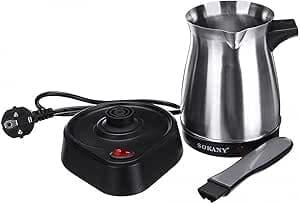 Sokany SK-214 600W Coffee Kettle with 5-Cup Capacity in Black Silver