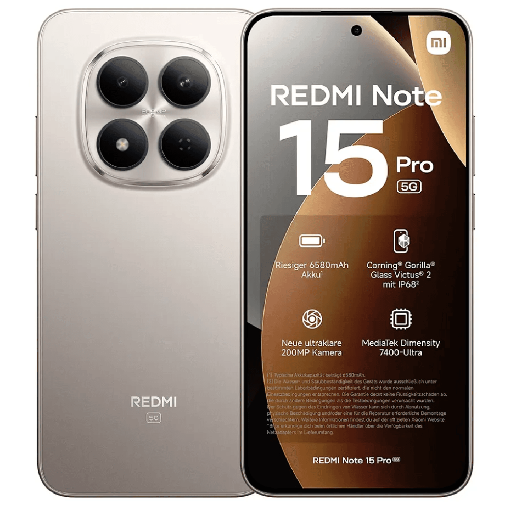 Xiaomi Redmi Note 15 Pro Dual SIM, 512GB, 12GB RAM, 5G - Titanium Color
