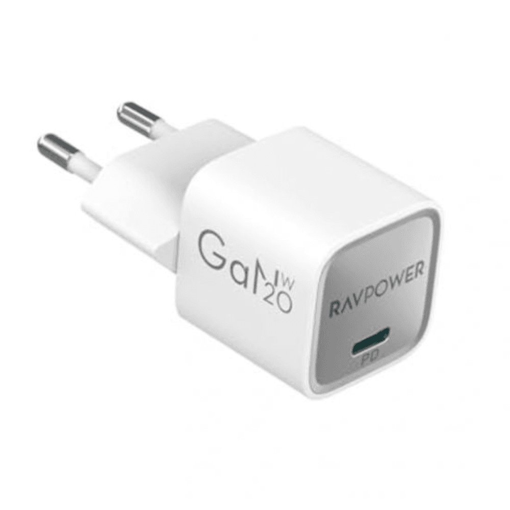 RAVPower RP-PC1055 Wall Charger, GaN, USB-C, 20W - White