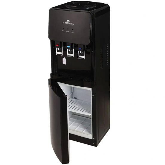 Armadillo Water Dispenser With Refrigerator, 3 Taps, 16 litre , Black - ARM-WDS-FRI-BK-0000 ( Water bottle on top )