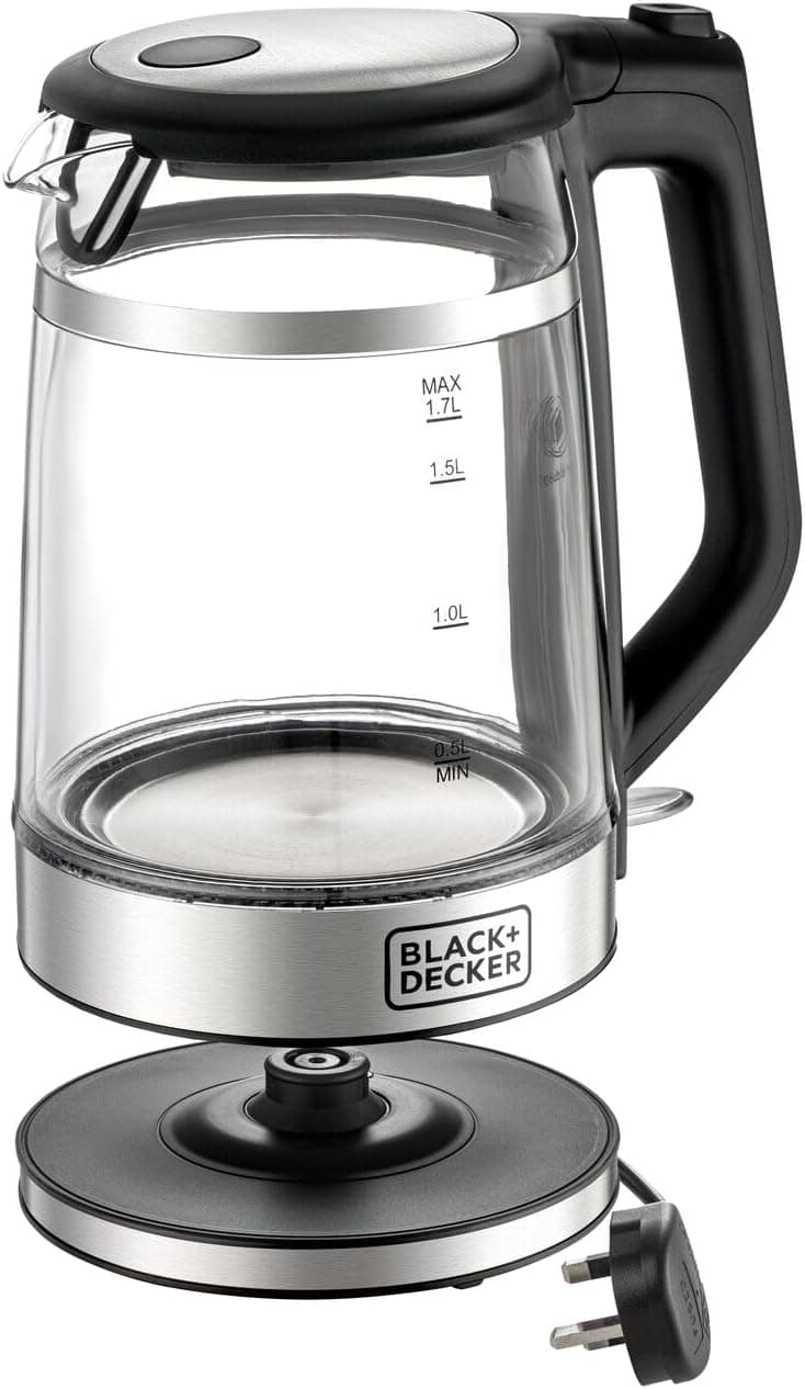 Black & Decker | Electric Kettle ,1.7 Liter, 2200 Watt , Silver Black - GK220-B5