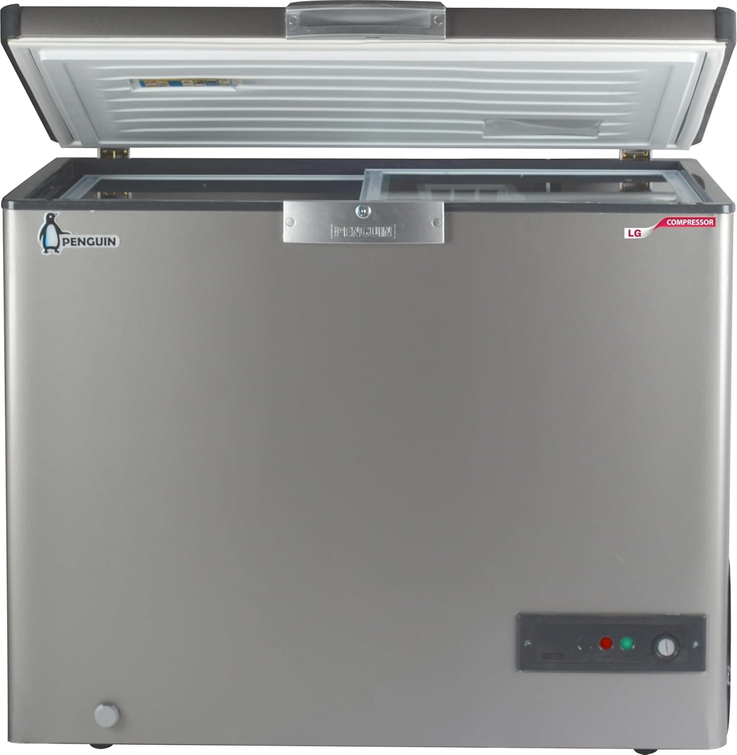 Penguin Chest Freezer, Sliding Glass Door, 205 Liters - Silver, ES250LG