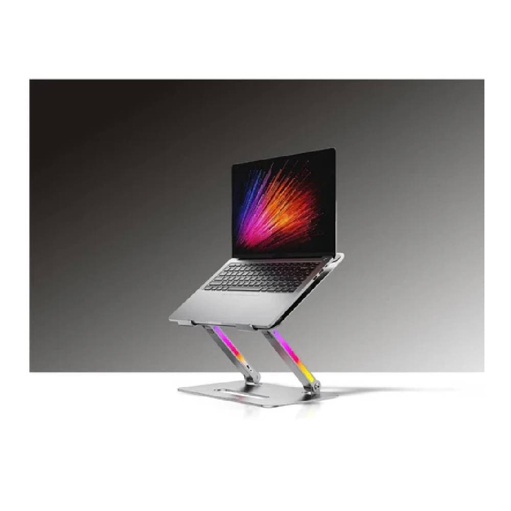 Porodo Gaming 17.3" Aluminum Laptop Stand Al RGB Laptop Cooling Fan - Gray