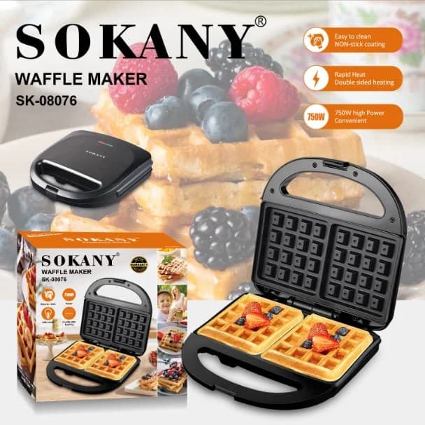Sokany Waffle Maker 750 Watt - Black