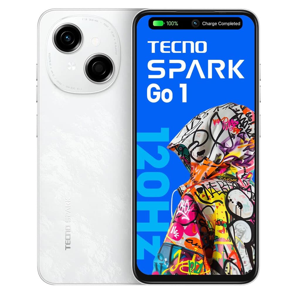 Tecno Spark Go1,64GB, 3GB RAM, Dual SIM, 4G, White, With 1 year warranty