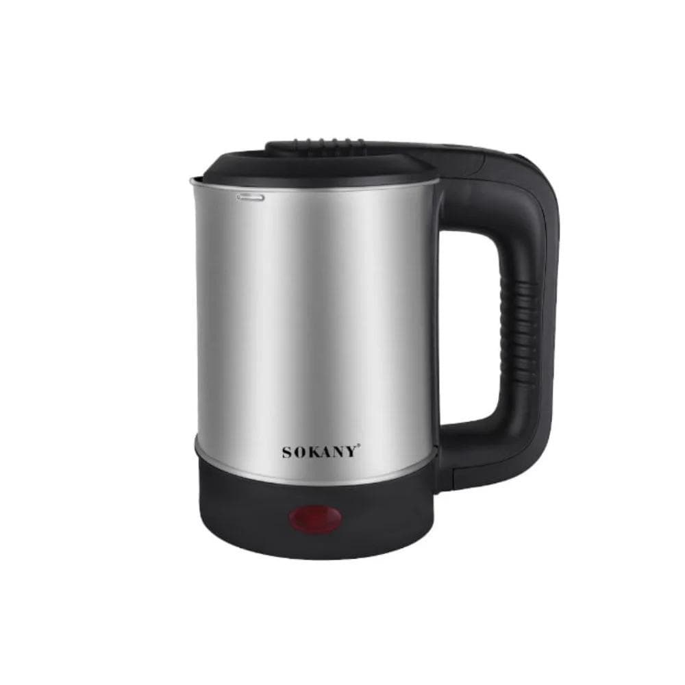 Sokany Electric Kettle, 600ml, 600 Watt, Stainless Steel Body - Silver, Sk-09023