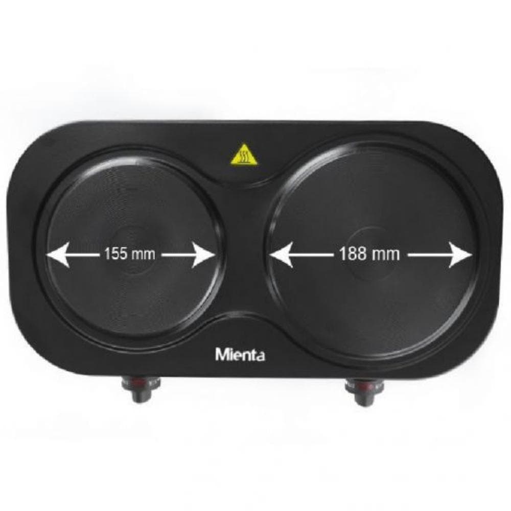 Mienta Duetto Hot Plates, 2 Burners, 2500 Watt, HP41225A - Black