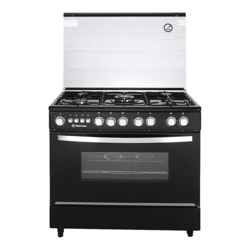 بوتاجاز غاز وايت بوينت، 5 شعلة، 90 سم، مروحة، امان، WPGC9060BHSA - اسود