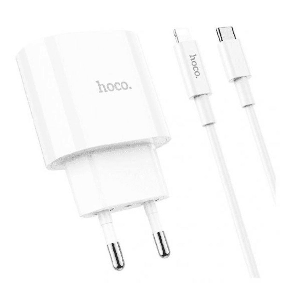 Hoco C95A PD20W+QC3.0 Charger With Type-C To Lightning Cable - White