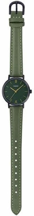 Casio Women's Analog Watch, Leather Strap - Green, LTP-VT02BL-3AUDF