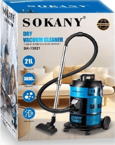 Sokany Barrel Vacuum Cleaner, 21 Liters, 3800 Watts - Blue