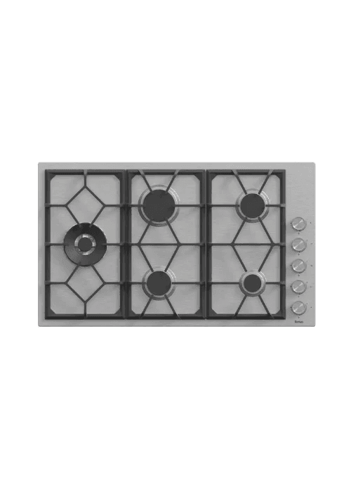 Kitchen Line Famous Built-in Hob, Gas, 90 cm, 5 Burners, Stainless Steel, Cast Iron Griddle, RT 231 - Silver